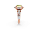 Rose gold Fancy Yellow Asscher  Cut Double Halo Diamond Engagement Ring with Pave Band and Four-Prong Setting 2
