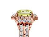 Rose gold Fancy Yellow Asscher  Cut Double Halo Diamond Engagement Ring with Pave Band and Four-Prong Setting 5