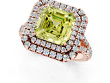 Rose gold Fancy Yellow Asscher  Cut Double Halo Split Shank Diamond Ring with Prong Setting_47