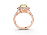Rose gold Fancy Yellow Asscher  Cut Double Halo Split Shank Diamond Ring with Prong Setting_49