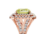 Rose gold Fancy Yellow Asscher  Cut Double Halo Split Shank Diamond Ring with Prong Setting_51
