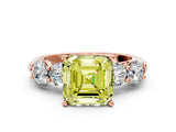 Rose gold Fancy Yellow Asscher  Cut Five-Stone Prong Set Diamond Ring with Classic Band_29