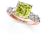 Rose gold Fancy Yellow Asscher  Cut Five-Stone Prong Set Diamond Ring with Classic Band_30