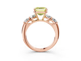 Rose gold Fancy Yellow Asscher  Cut Five-Stone Prong Set Diamond Ring with Classic Band_32