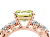 Rose gold Fancy Yellow Asscher  Cut Five-Stone Prong Set Diamond Ring with Classic Band_33