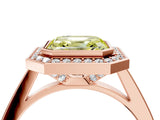 Rose gold Fancy Yellow Asscher Cut Halo Bezel Diamond Pave Band Ring_4