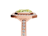 Rose gold Fancy Yellow Asscher Cut Halo Bezel Diamond Pave Band Ring_5