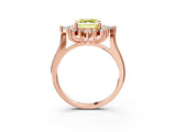 Rose gold Fancy Yellow Asscher Cut Halo Diamond Cluster Ring with Marquise and Round Stones on a White Gold Band with Prong Setting_3