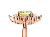 Rose gold Fancy Yellow Asscher Cut Halo Diamond Cluster Ring with Marquise and Round Stones on a White Gold Band with Prong Setting_5