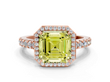 Rose gold Fancy Yellow Asscher  Cut Halo Diamond Engagement Ring with Pave Band and Four-Prong Setting_17