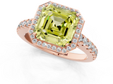 Rose gold Fancy Yellow Asscher  Cut Halo Diamond Engagement Ring with Pave Band and Four-Prong Setting_18