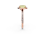 Rose gold Fancy Yellow Asscher  Cut Halo Diamond Engagement Ring with Pave Band and Four-Prong Setting_2