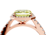 Rose gold Fancy Yellow Asscher  Cut Halo Diamond Engagement Ring with Pave Band and Four-Prong Setting_21