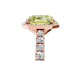 Rose gold Fancy Yellow Asscher  Cut Halo Diamond Engagement Ring with Pave Band and Four-Prong Setting_22