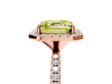 Rose gold Fancy Yellow Asscher  Cut Halo Diamond Engagement Ring with Pave Band and Four-Prong Setting_5
