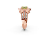 Rose gold Fancy Yellow Asscher Cut Halo Diamond Engagement Ring with Pave Split Shank and Four-Prong Setting_2