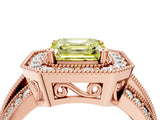 Rose gold Fancy Yellow Asscher Cut Halo Diamond Engagement Ring with Pave Split Shank and Four-Prong Setting_4