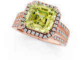 Rose gold Fancy Yellow Asscher  Cut Halo Diamond Engagement Ring with Split Shank and Four-Prong Setting_35