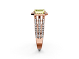 Rose gold Fancy Yellow Asscher  Cut Halo Diamond Engagement Ring with Split Shank and Four-Prong Setting_36