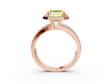 Rose gold Fancy Yellow Asscher  Cut Halo Diamond Engagement Ring with Split Shank and Four-Prong Setting_37