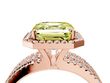Rose gold Fancy Yellow Asscher  Cut Halo Diamond Engagement Ring with Split Shank and Four-Prong Setting_38