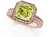 Rose gold Fancy Yellow Asscher  Cut Halo Diamond Pave Band Ring with Four-Prong Setting_1