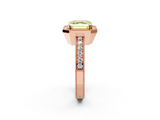 Rose gold Fancy Yellow Asscher  Cut Halo Diamond Pave Band Ring with Four-Prong Setting_2
