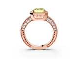 Rose gold Fancy Yellow Asscher  Cut Halo Diamond Pave Band Ring with Four-Prong Setting_3