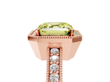 Rose gold Fancy Yellow Asscher  Cut Halo Diamond Pave Band Ring with Four-Prong Setting_5