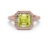 Rose gold Fancy Yellow Asscher  Cut Halo Diamond Pave Band with Four-Prong Setting_17