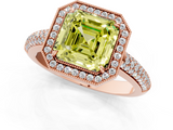 Rose gold Fancy Yellow Asscher  Cut Halo Diamond Pave Band with Four-Prong Setting_18