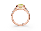 Rose gold Fancy Yellow Asscher  Cut Halo Diamond Pave Band with Four-Prong Setting_20