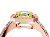 Rose gold Fancy Yellow Asscher  Cut Halo Diamond Pave Band with Four-Prong Setting_21