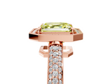Rose gold Fancy Yellow Asscher  Cut Halo Diamond Pave Band with Four-Prong Setting_22