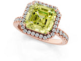 Rose gold Fancy Yellow Asscher Cut Halo Diamond Pave Band with Prong Setting_1