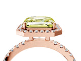 Rose gold Fancy Yellow Asscher Cut Halo Diamond Pave Band with Prong Setting_4