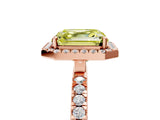 Rose gold Fancy Yellow Asscher Cut Halo Diamond Pave Band with Prong Setting_5