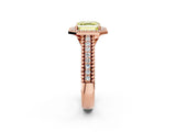 Rose gold Fancy Yellow Asscher Cut Halo Diamond Ring with Beaded Split Shank and Four-Prong Setting_2