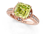 Rose gold Fancy Yellow Asscher  Cut Halo Diamond Ring with Channel Set Band and Four-Prong Setting_47