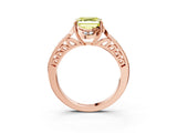 Rose gold Fancy Yellow Asscher  Cut Halo Diamond Ring with Channel Set Band and Four-Prong Setting_49