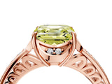 Rose gold Fancy Yellow Asscher  Cut Halo Diamond Ring with Channel Set Band and Four-Prong Setting_50