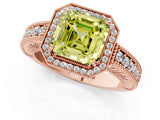 Rose gold Fancy Yellow Asscher  Cut Halo Diamond Ring with Pavé Band and Four-Prong Setting_30