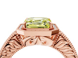 Rose gold Fancy Yellow Asscher  Cut Halo Diamond Ring with Pavé Band and Four-Prong Setting_33