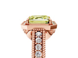 Rose gold Fancy Yellow Asscher  Cut Halo Diamond Ring with Pavé Band and Four-Prong Setting_34