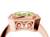 Rose gold Fancy Yellow Asscher  Cut Halo Diamond Ring with Pavé Band and Milgrain Prong Setting_53