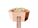Rose gold Fancy Yellow Asscher  Cut Halo Diamond Ring with Pavé Band and Milgrain Prong Setting_54