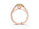 Rose gold Fancy Yellow Asscher Cut Halo Diamond Ring with Pavé Band and Three-Prong Setting_3