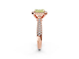 Rose gold Fancy Yellow Asscher Cut Halo Diamond Ring with Pavé Band_2