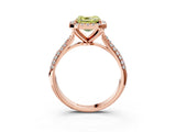 Rose gold Fancy Yellow Asscher Cut Halo Diamond Ring with Pavé Band_3