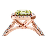 Rose gold Fancy Yellow Asscher Cut Halo Diamond Ring with Pavé Band_4